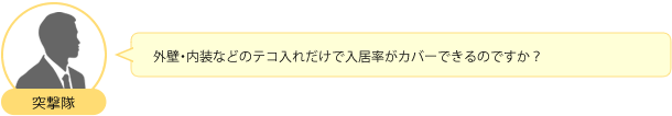 外壁・内装などのテコ入れだけで入居率がカバーできるのですか？